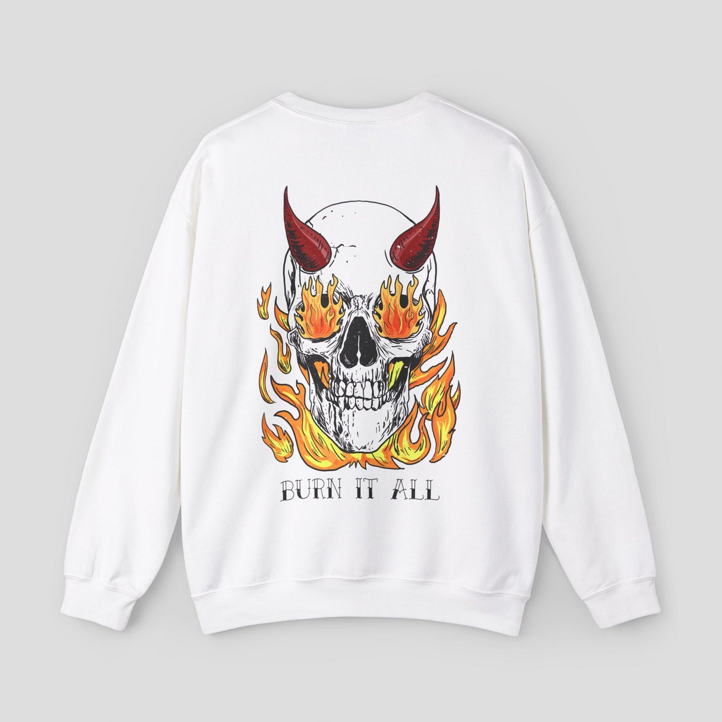 Graphic Sweatshirt - "Flaming Skull" Devilish Inferno Design